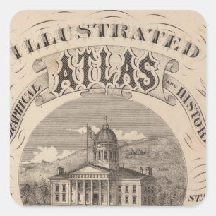 Topographical atlas square sticker