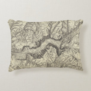 Topographical Map of The Yosemite Valley Decorative Cushion