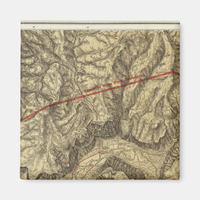 Topographical Map of The Yosemite Valley Magnet (Front)