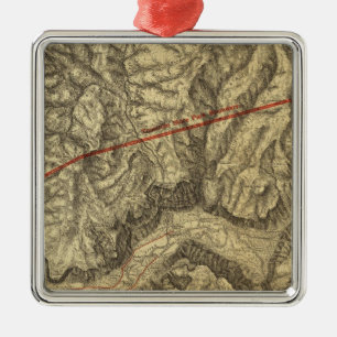 Topographical Map of The Yosemite Valley Metal Ornament
