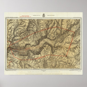 Topographical Map of The Yosemite Valley Poster
