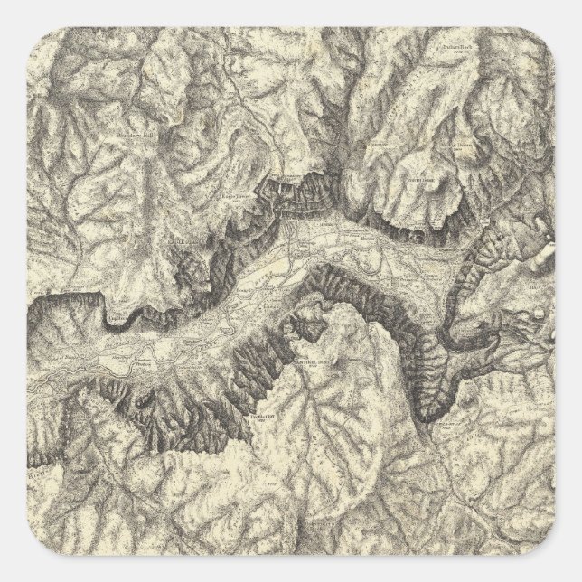 Topographical Map of The Yosemite Valley Square Sticker (Front)