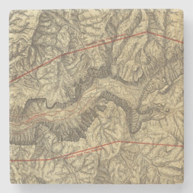 Topographical Map of The Yosemite Valley Stone Coaster (Front)