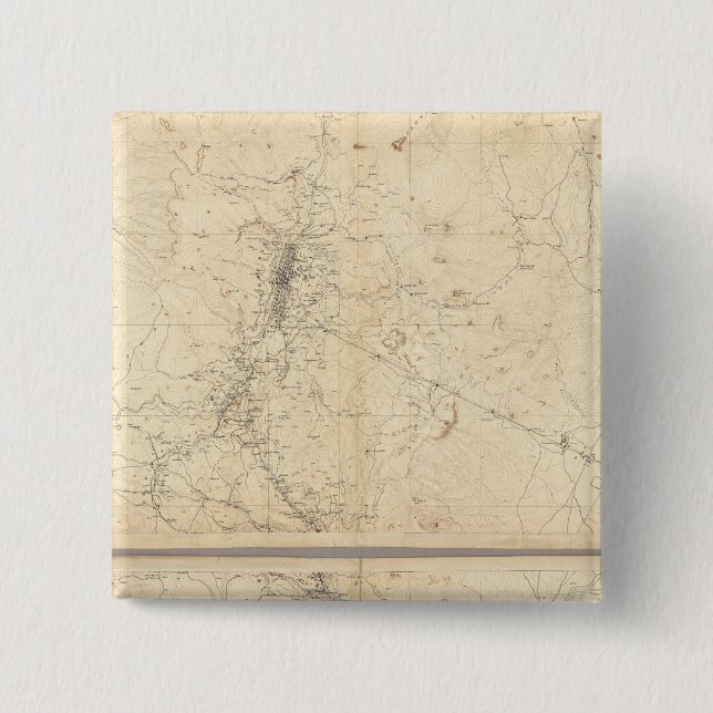 Topographical Map of Washoe Mining Region 15 Cm Square Badge (Front)