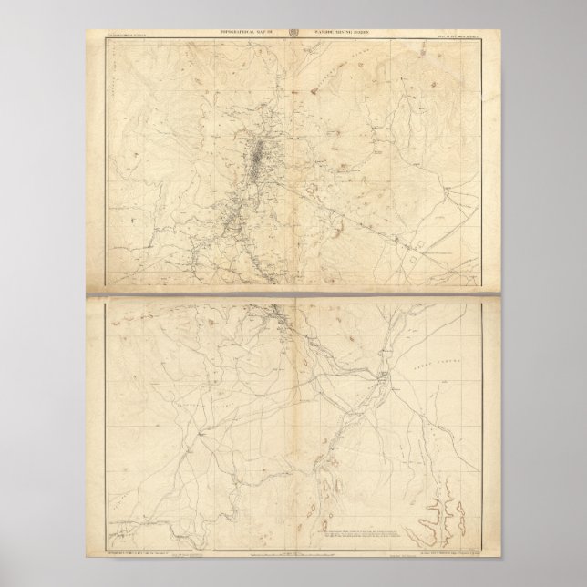 Topographical Map of Washoe Mining Region Poster (Front)