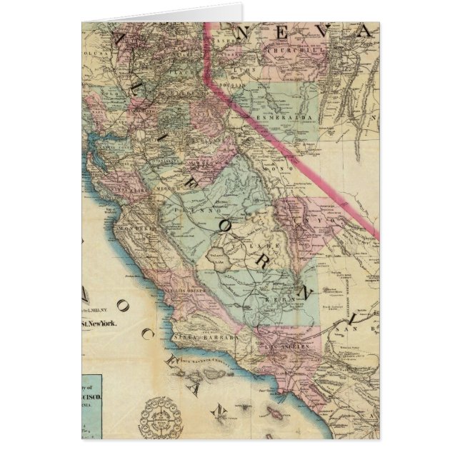 Topographical Railroad and County Map, California (Front)