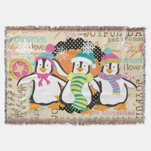 Topography and Penguins Holiday Throw Blanket