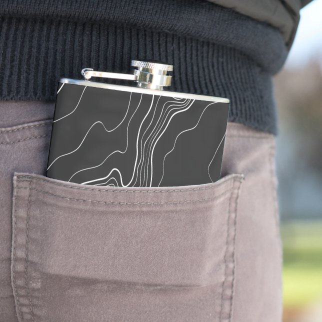 Topography Black map Hip Flask (In Situ)