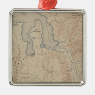 Topography Map, Yellowstone National Part, Wyoming Metal Ornament