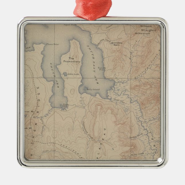 Topography Map, Yellowstone National Part, Wyoming Metal Ornament (Front)