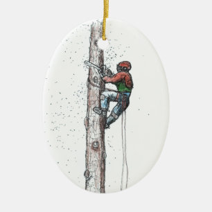 Topping out Arborist Tree Surgeon Ceramic Tree Decoration
