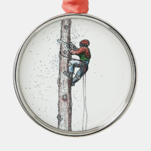 Topping out Arborist Tree Surgeon Metal Ornament
