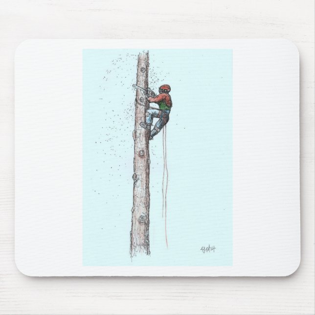 Topping out Arborist Tree Surgeon Mouse Pad (Front)