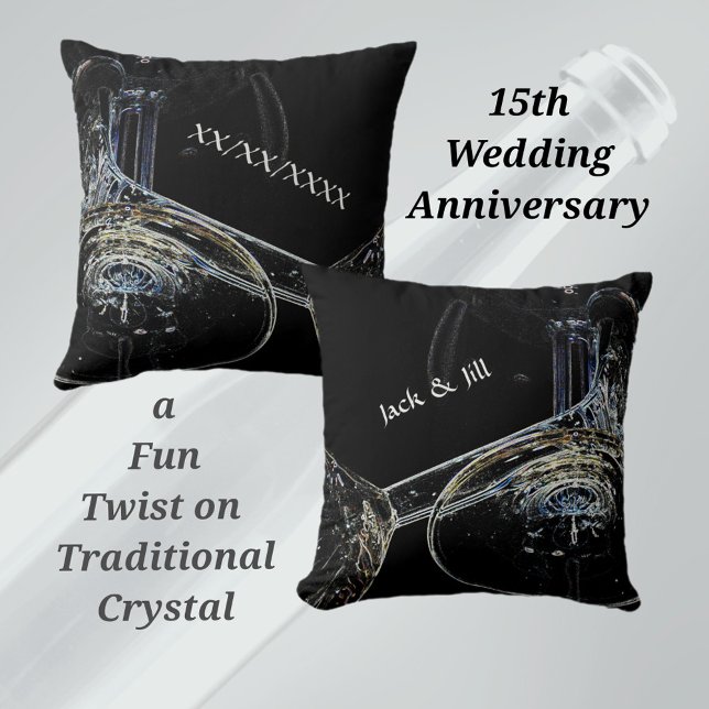 Toppled Crystal Wine Goblets Black Throw Pillow (Creator Uploaded)