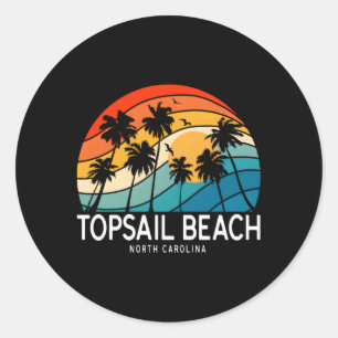 Topsail Beach North Carolina Palm Tree Beach Classic Round Sticker