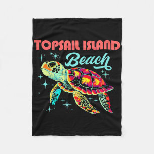 Topsail Island Beach Nc Artistic Sea Turtle Retro Fleece Blanket