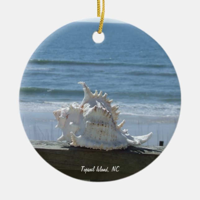 Topsail Island, NC Ceramic Tree Decoration (Front)