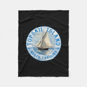 Topsail Island North Carolina Vintage Sailboat Des Fleece Blanket