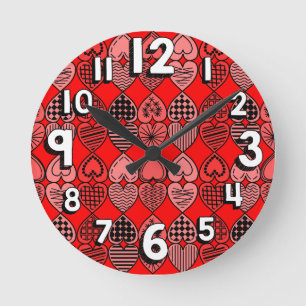Topsy Turvy Hearts Round Clock