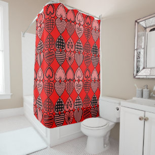 Topsy Turvy Hearts Shower Curtain