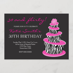 Topsy Turvy Zebra Cake Birthday invitation