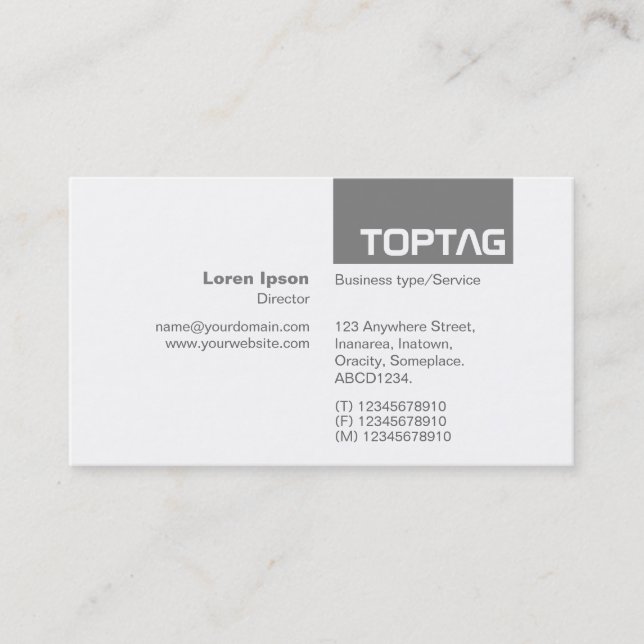 TopTag v2 - 50 Percent Black Grey Business Card (Front)