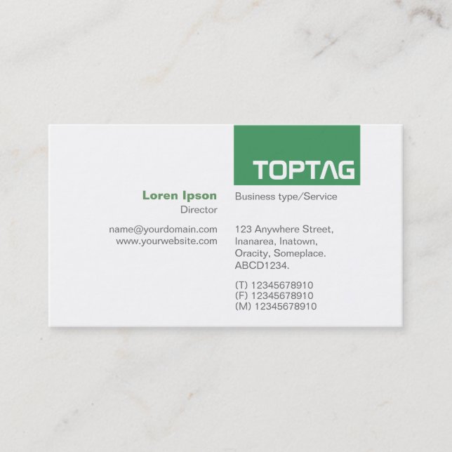 TopTag v2 - Army Green Business Card (Front)