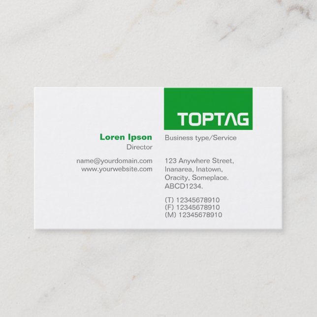 TopTag v2 - Grass Green Business Card (Front)