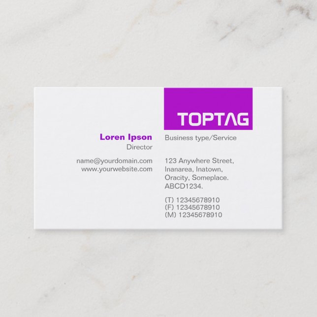 TopTag v2 - Purple Business Card (Front)