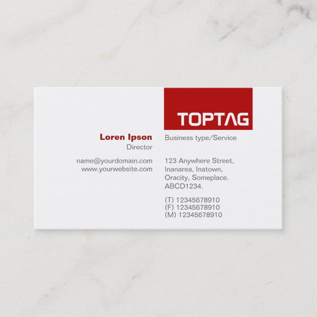 TopTag v2 - Ruby Red Business Card (Front)