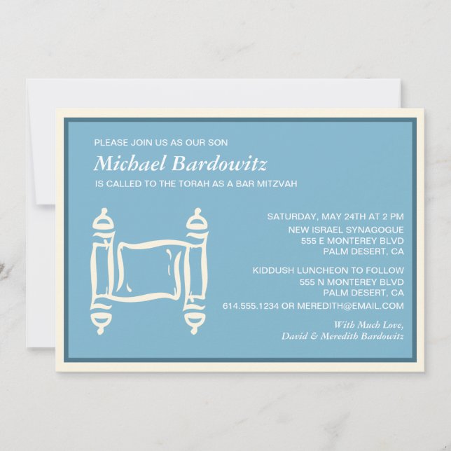 Torah Bar Mitzvah Invitation (Front)