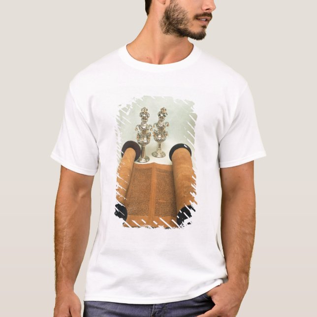 Torah scroll with Silver Crown finials T-Shirt (Front)