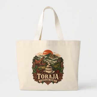 Toraja Highland Brew Vintage Indonesian Coffee Tot Large Tote Bag