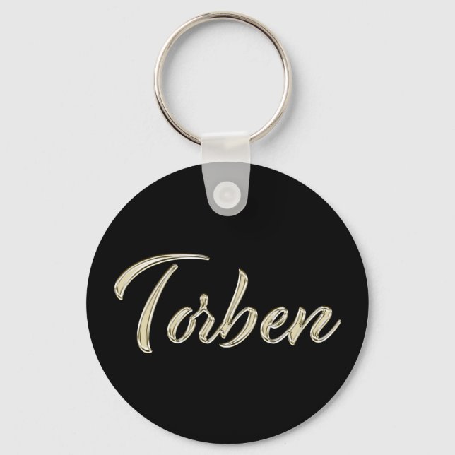 Torben Name whitegold Button Schlüsselanhänger Key Ring (Front)