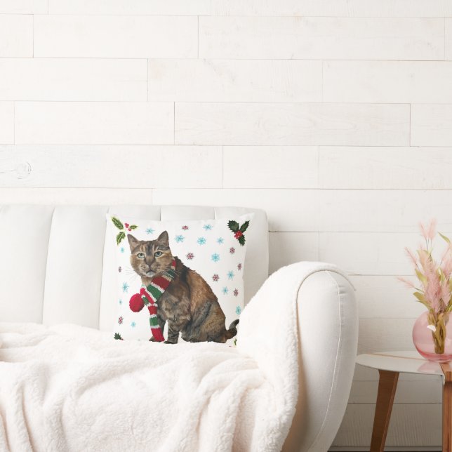 Torbie Cat Christmas Pillow (Couch)