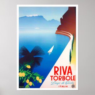 Torbole Garda Lake Italy vintage travel Poster