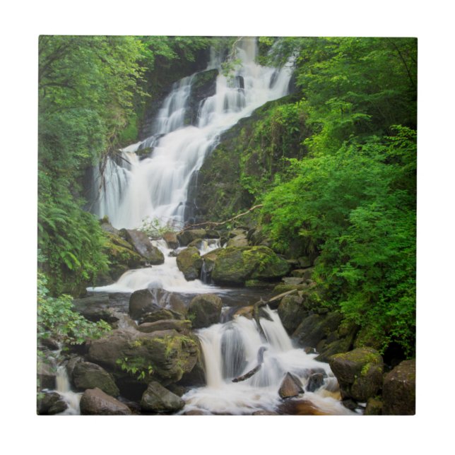 Torc waterfall scenic, Ireland Ceramic Tile (Front)
