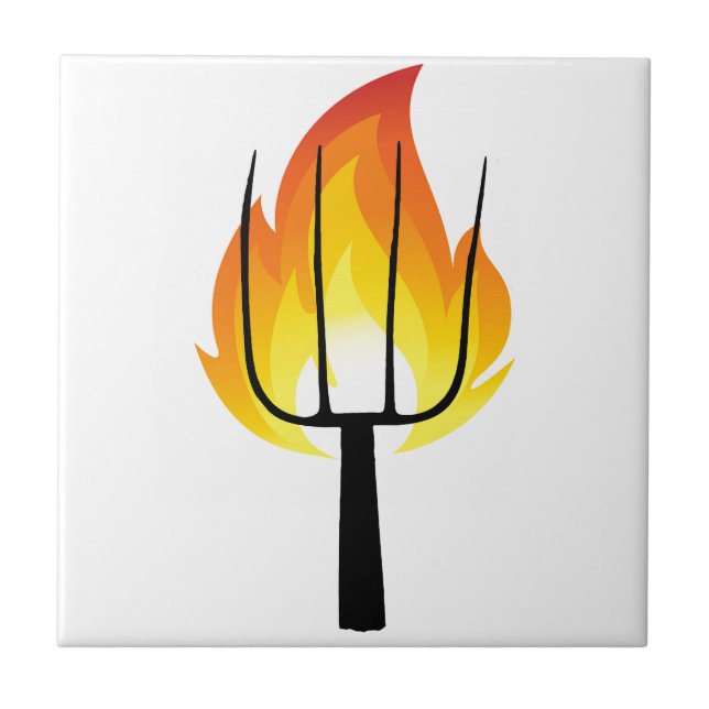 Torch and Pitchfork Ceramic Tile (Front)