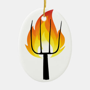 Torch and Pitchfork Ceramic Tree Decoration