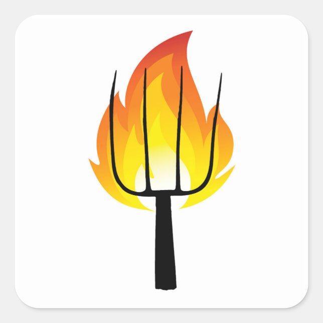 Torch and Pitchfork Square Sticker (Front)