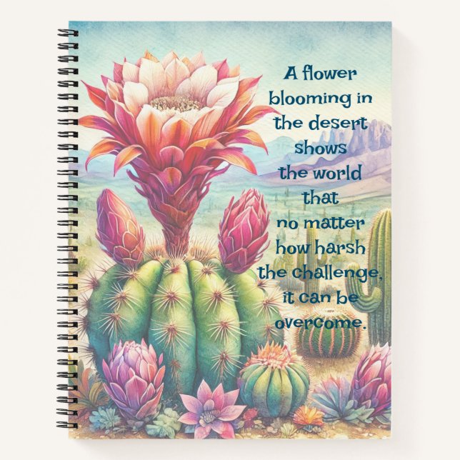 Torch Cactus Flower & Quote Notebook (Front)