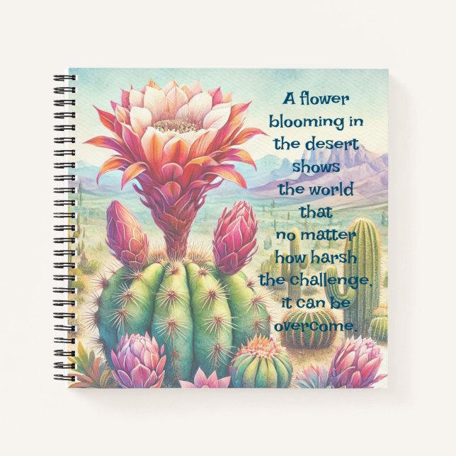 Torch Cactus Flower & Quote Notebook (Front)