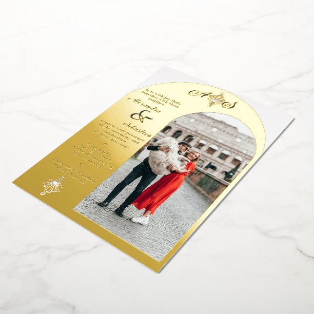 Torch Crest, Gold Silver Arch Photo Luxury Wedding (Rotated)