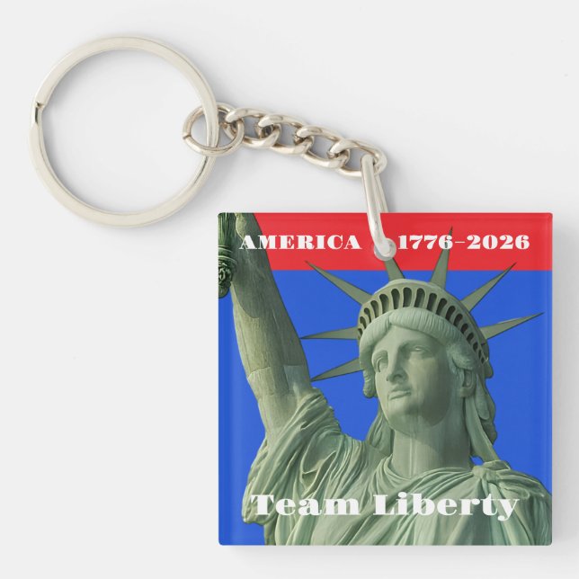 Torch High! Liberty Emblem • 1776–2026 USA Key Ring (Front)