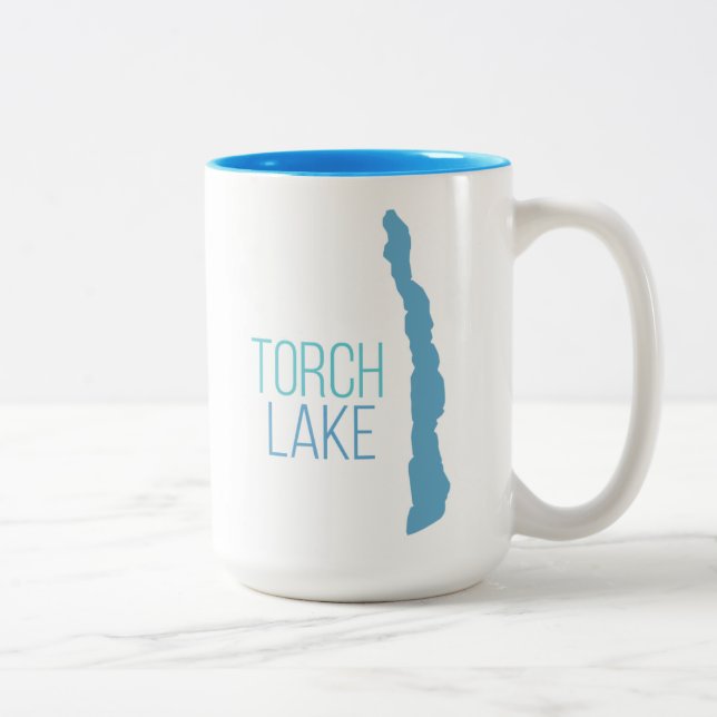 Torch Lake, Kalkaska County, Michigan Two-Tone Coffee Mug (Right)