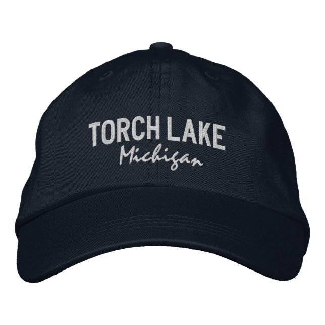 Torch Lake Michigan Embroidered Baseball Hat (Front)
