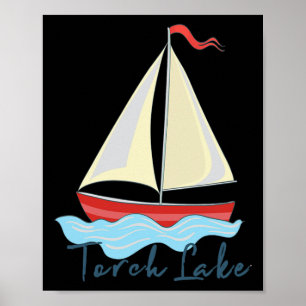 Torch Lake Michigan Sailing Boating Sail Boat Naut Poster