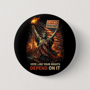 Torch of Democracy 6 Cm Round Badge