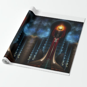 Torch Stone Tower Fractal Art Wrapping Paper