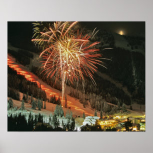 Torchlight parade and fireworks during Winter Poster